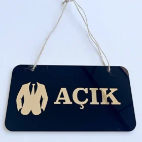 Erkek Giyim Mağazaları İçin Açık Kapalı Kapı Tabelası – Dekoratif Mağaza Giriş Levhası