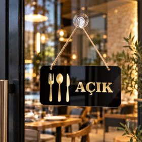 Restoran ve Lokantalar İçin Açık Kapalı Kapı Tabelası – Dekoratif İş Yeri Levhası