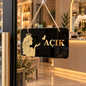 Kuaför ve Güzellik Salonları İçin Açık Kapalı Kapı Tabelası